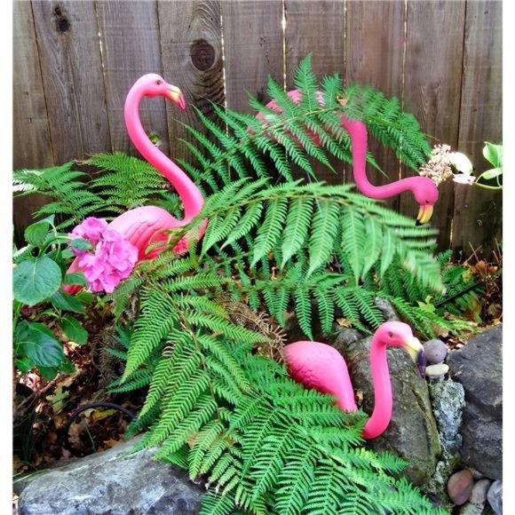 Set of 4, Small Pink Flamingo Yard Ornament/Mini Lawn Flamingo Ornament/Flamingo - Picture 3 of 6